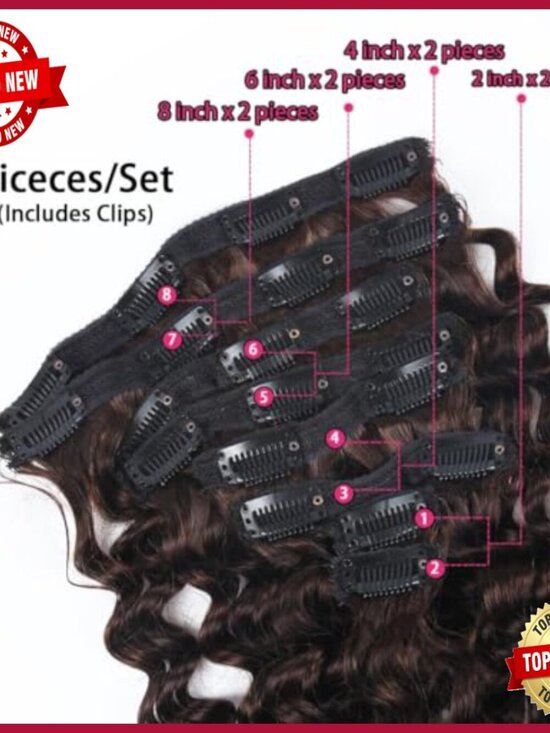 18 Inch Brazilian Human Hair Clip In Extensions 8Pcs 120g Double Weft